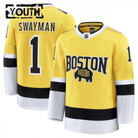 Barn Ishockey Boston Bruins tröja Fanatics NHL Stadium Series Premium Jeremy Swayman 2025-26 Gold