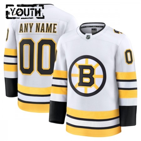 Barn Ishockey Boston Bruins tröja med eget tryck Fanatics Premium 2025-26 Vit Borta