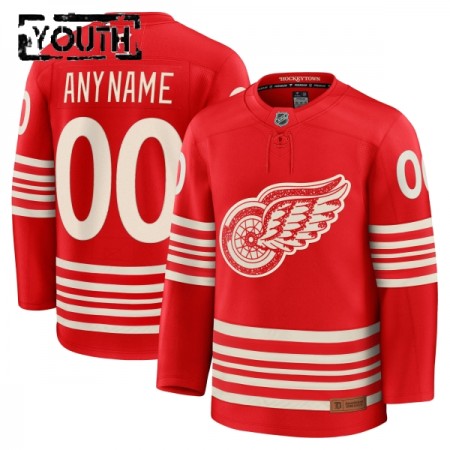 Barn Ishockey Detroit Red Wings tröja med eget tryck Fanatics Centennial Premium 2025-26 Röd
