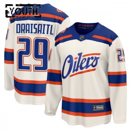 Barn Ishockey Edmonton Oilers tröja Fanatics Premium Leon Draisaitl 2025-26 Vit Tredje