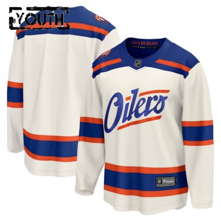 Barn Ishockey Edmonton Oilers tröja med eget tryck Fanatics Premium 2025-26 Vit Tredje