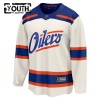 Barn Ishockey Edmonton Oilers tröja med eget tryck Fanatics Premium 2025-26 Vit Tredje