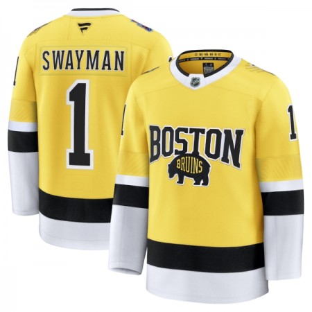 Män Ishockey Boston Bruins tröja Fanatics NHL Stadium Series Premium Jeremy Swayman 2025-26 Gold