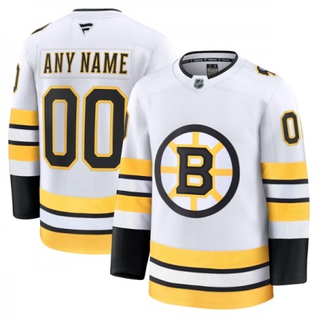Män Ishockey Boston Bruins tröja med eget tryck Fanatics Premium 2025-26 Vit Borta