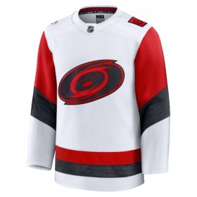 Män Ishockey Carolina Hurricanes tröja med eget tryck Fanatics Premium 2025-26 Vit Borta
