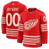 Män Ishockey Detroit Red Wings tröja med eget tryck Fanatics Centennial Premium 2025-26 Röd