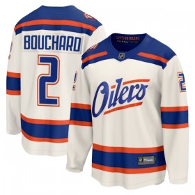 Män Ishockey Edmonton Oilers tröja Fanatics Premium Evan Bouchard 2025-26 Vit Tredje
