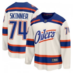 Män Ishockey Edmonton Oilers tröja Fanatics Premium Stuart Skinner 2025-26 Vit Tredje