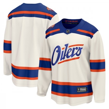 Män Ishockey Edmonton Oilers tröja med eget tryck Fanatics Premium 2025-26 Vit Tredje