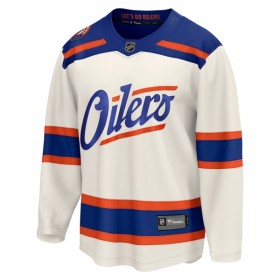 Män Ishockey Edmonton Oilers tröja med eget tryck Fanatics Premium 2025-26 Vit Tredje