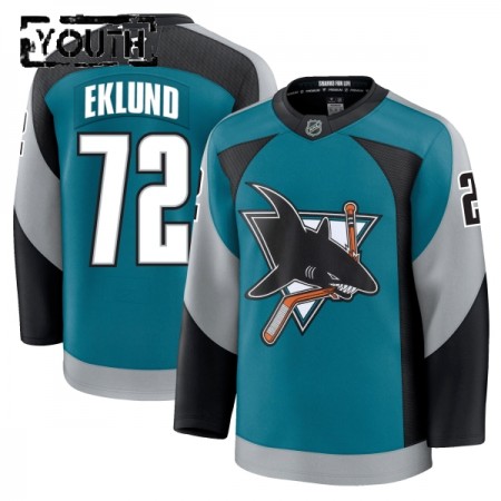 Barn Ishockey San Jose Sharks tröja Fanatics Premium William Eklund 2025-26 Teal Tredje