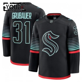 Barn Ishockey Seattle Kraken tröja Fanatics Premium Philipp Grubauer 2025-26 Svart Tredje