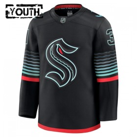 Barn Ishockey Seattle Kraken tröja Fanatics Premium Philipp Grubauer 2025-26 Svart Tredje