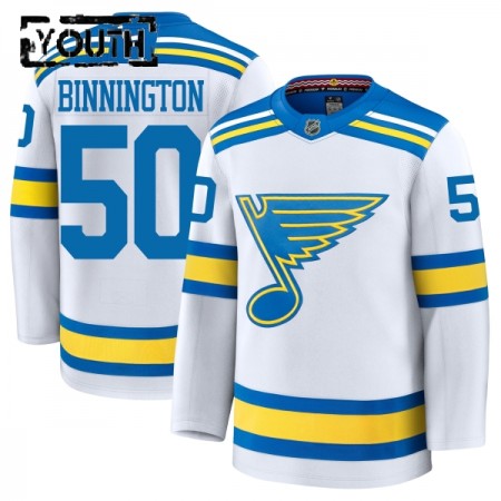 Barn Ishockey St. Louis Blues tröja Fanatics Premium Binnington Jordan 2025-26 Vit Borta