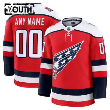 Barn Ishockey Washington Capitals tröja med eget tryck Fanatics Premium 2025-26 Röd Tredje