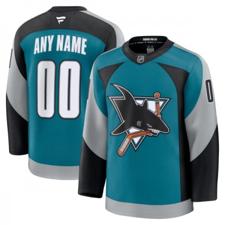 Män Ishockey San Jose Sharks tröja med eget tryck Fanatics Premium 2025-26 Teal Tredje