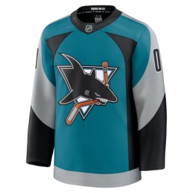 Män Ishockey San Jose Sharks tröja med eget tryck Fanatics Premium 2025-26 Teal Tredje
