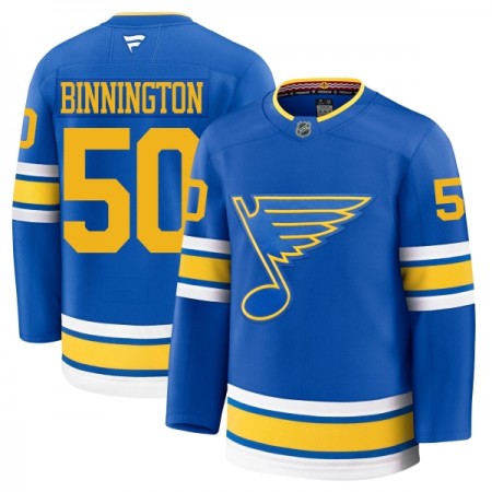 Män Ishockey St. Louis Blues tröja Fanatics Premium Binnington Jordan 2025-26 Blå Hemma