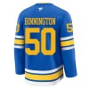 Män Ishockey St. Louis Blues tröja Fanatics Premium Binnington Jordan 2025-26 Blå Hemma