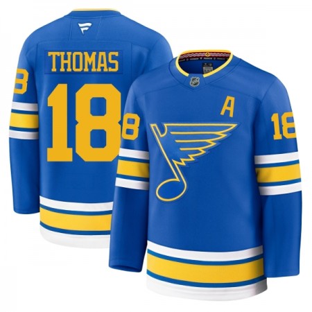 Män Ishockey St. Louis Blues tröja Fanatics Premium Robert Thomas 2025-26 Blå Hemma